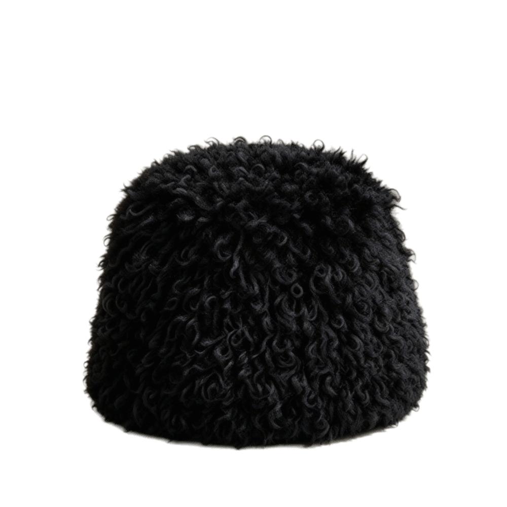 Plush Curly Faux Fur Bucket Hat Face Slimming Snow Hat Warm Fisherman Cap  Daily Wear