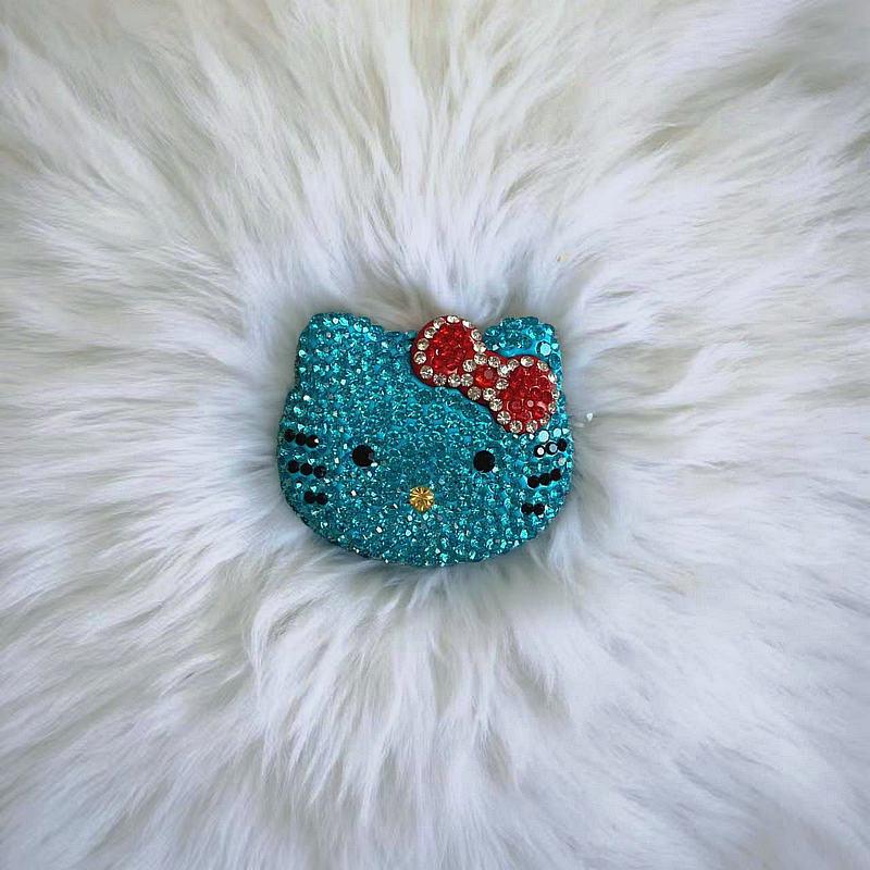 Rhinestone Inlaid Cute Cat Keychain and Bag Pendant небесно-голубой