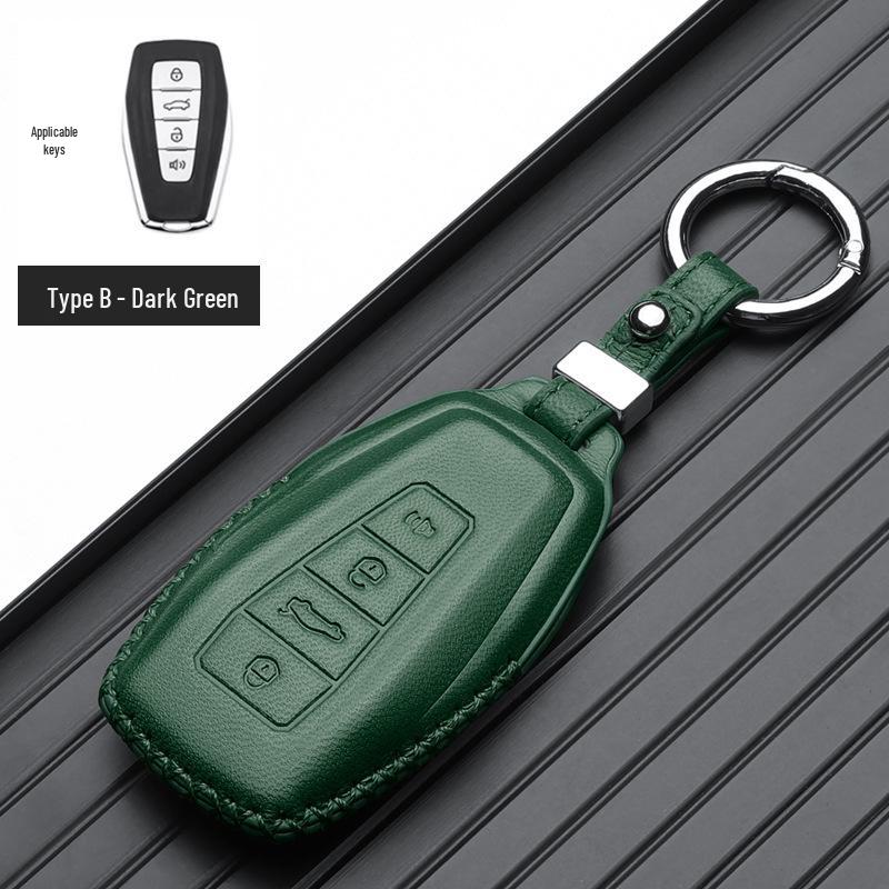 Genuine Leather Key Case for Geely Boyue, Xingyue L, Binyue ICON, Xingrui, Panda Mini - Premium Metal Shell