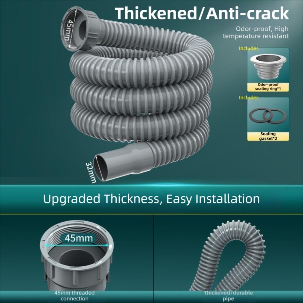 Odor-Proof Kitchen Sink Drain Pipe PVC Leak-Proof Sink Drain Tube Anti Scalding Universal Bowl Sink Water Hose