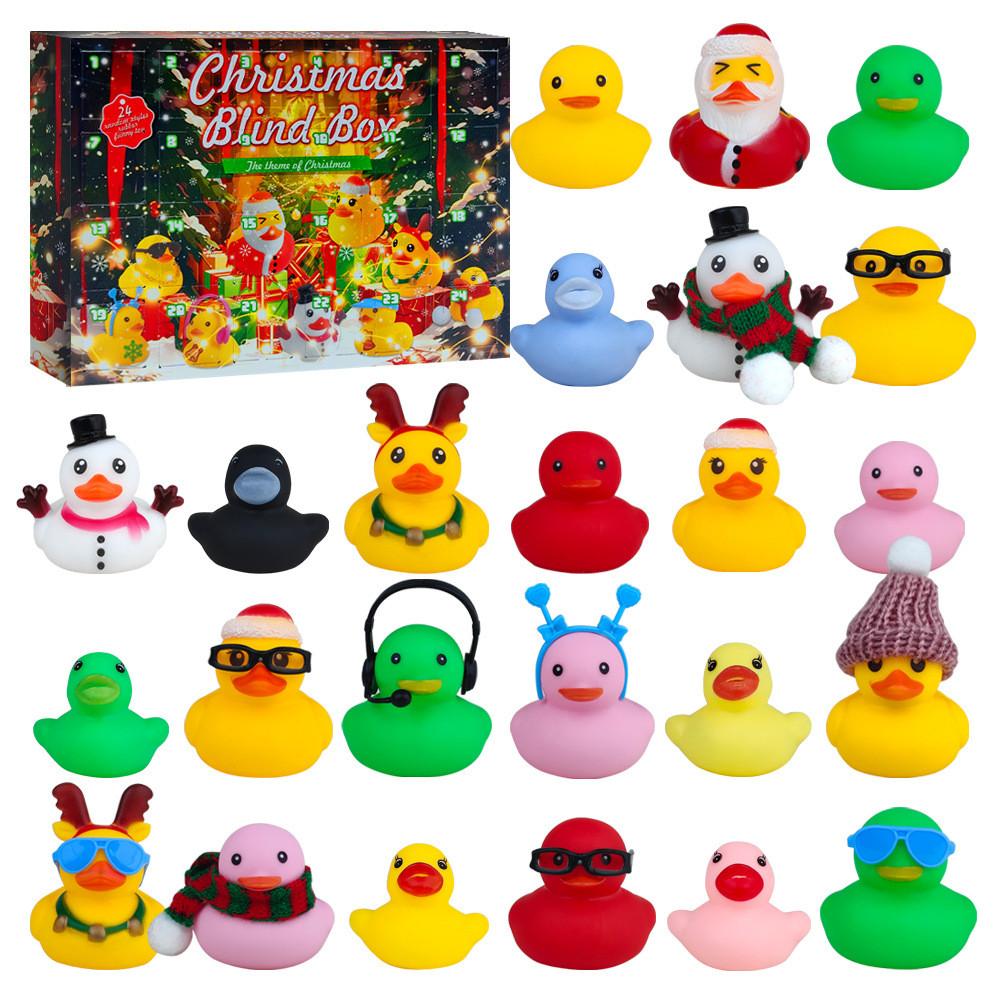 Funny 24 Days Christmas Countdown Calendar Blind Box Vinyl Duck Toy Set For Gift