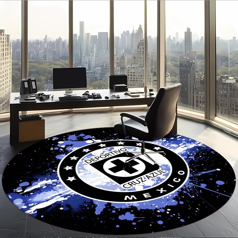 Cruz Azul (28) Round Office Rug Decorative Floor Rug for Office Bedroom Living Room and Home Space