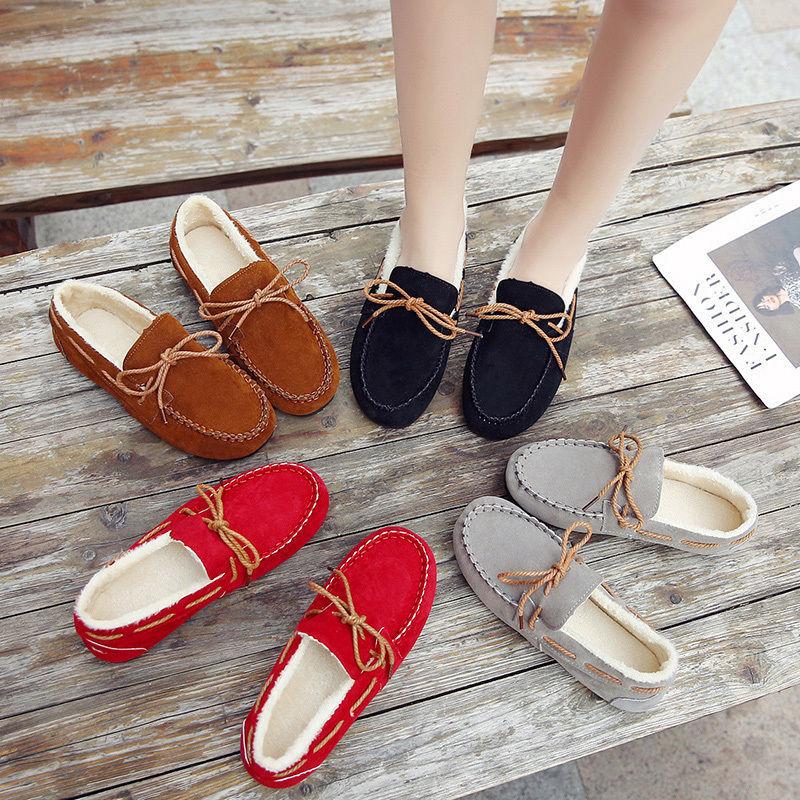 Winter Women's Shoes 2025 New Korean Version of Versatile Students Keep Warm with One Pedal, Lazy Casual Flat-bottomed Velvet Doudou Shoes