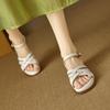 Krazing Pot Cow Skin Thick Med Heels Peep Toe Summer Size 42 Brand Shoes Street Wear Gladiator Elegant Women Sandals