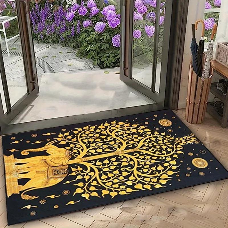 Tappetino per Porta con Motivo di Elefante Raffinato Tappetino per Pavimento d'Ingresso Boemo per Porta della Stanza Retro Casa Decorazione per Interni ed Esterni