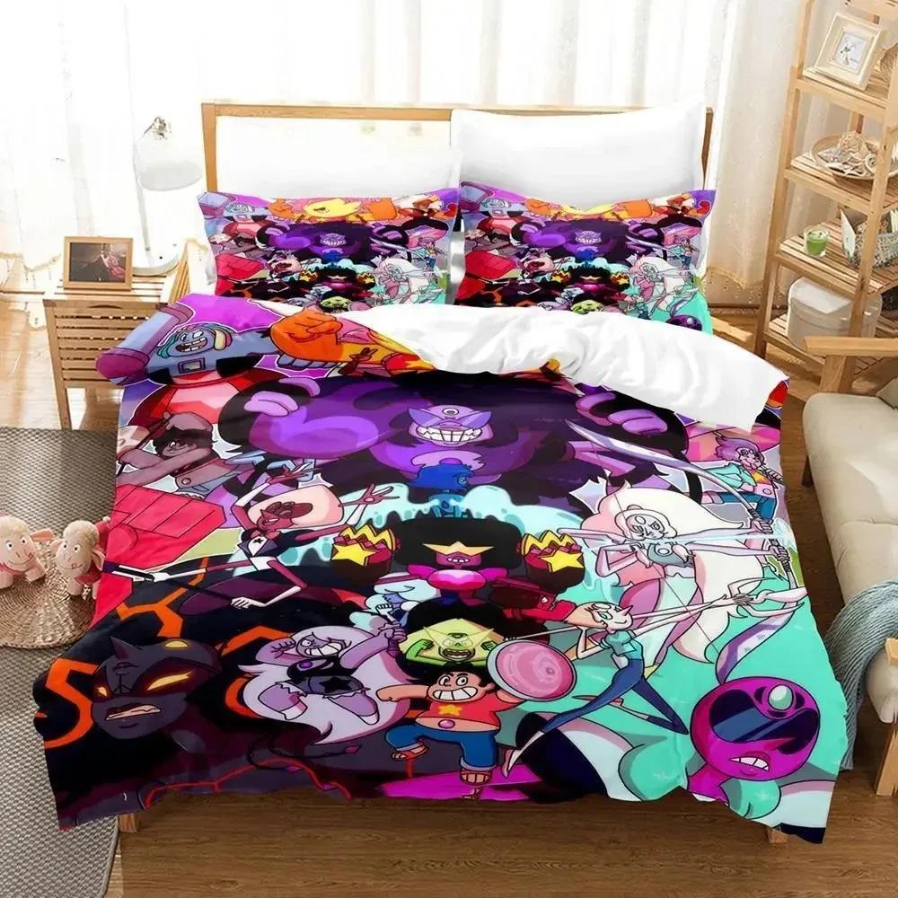 Nytt Kawaii Steven Universe Sängklädesset Enkelt Twin Full Queen King Size Sängset Aldult Barn Sovrum 3D-tryck Anime Lakan Set