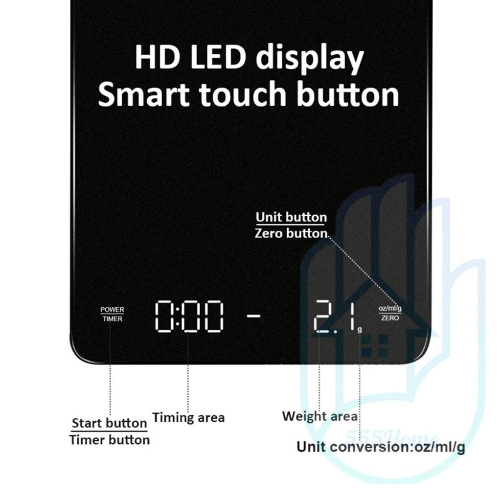 Kávová váha Automatický časovač LED displej/ Dobíjecí přes USB / Kuchyňská váha Elektronická váha 3kg/0,1g Vysoká přesnost