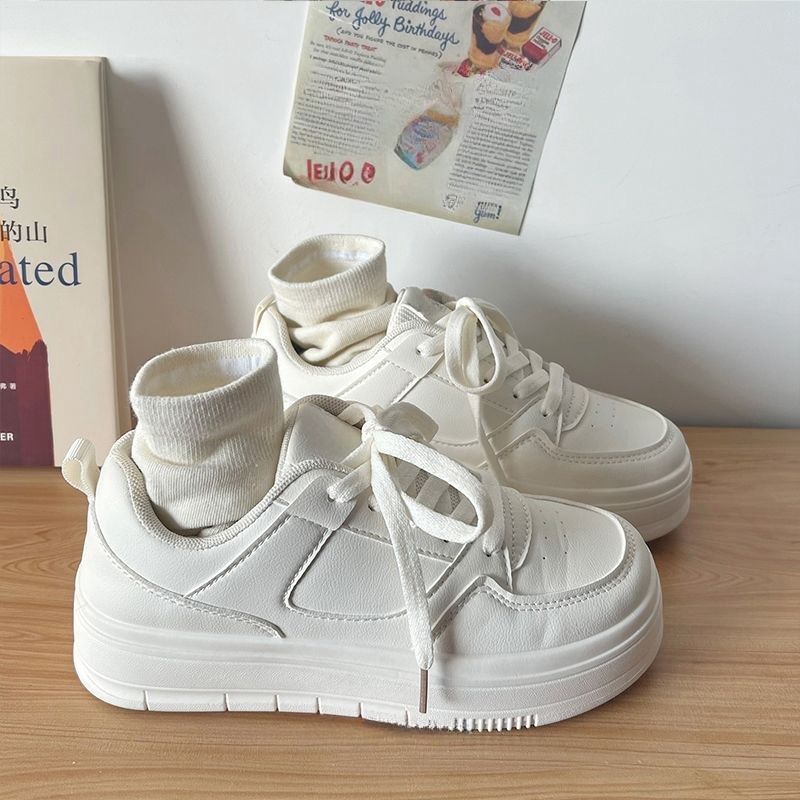 

Little white women s shoes board shoes lightweight thick soles increase height casual shoes children 35 білий