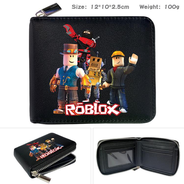 Carteira PU com Zíper ROBLOX - Tema de Jogo Virtual Dobrável Porta-Moedas Curto Porta-Cartões Preto 1 unidade