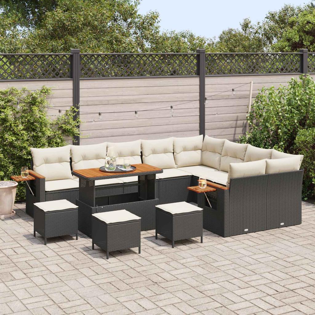 Garden Sofa Set 13 Pcs Black Poly Rattan