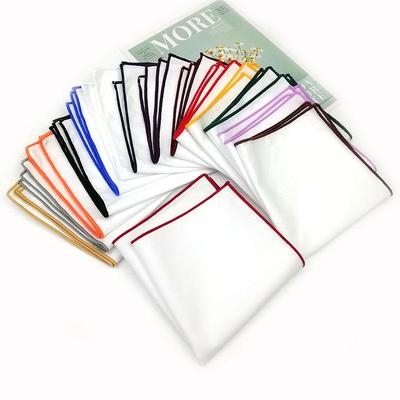 Men's Pure White Cotton Pocket Square Handkerchief, 23cm Square