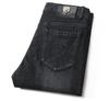 Hengyuanxiang Herren Schwarze Elastische Straight-Leg Jeans - Trendige, Waschbare und Strapazierfähige Freizeithosen für Herbst und Winter.
