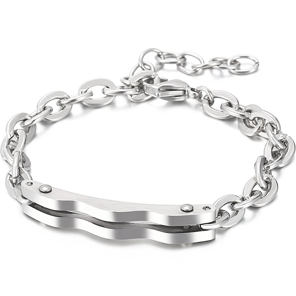 

Классический браслет-цепочка кубинского плетения шириной 6 мм, волнообразной формы, мужской, из высокополированной нержавеющей стали, ювелирное изделие, подарки на день рождения для него 21CM серебряный