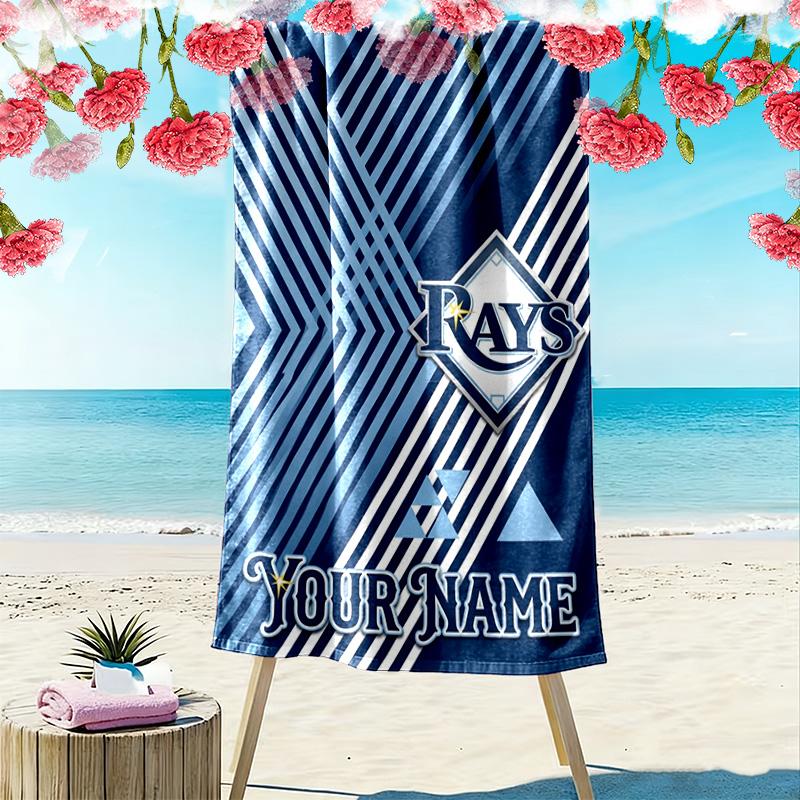Name Custom Tampa Bay Rays Print Beach Towel, Large Soft Quick Dry Towel for Beach Camping Swimming