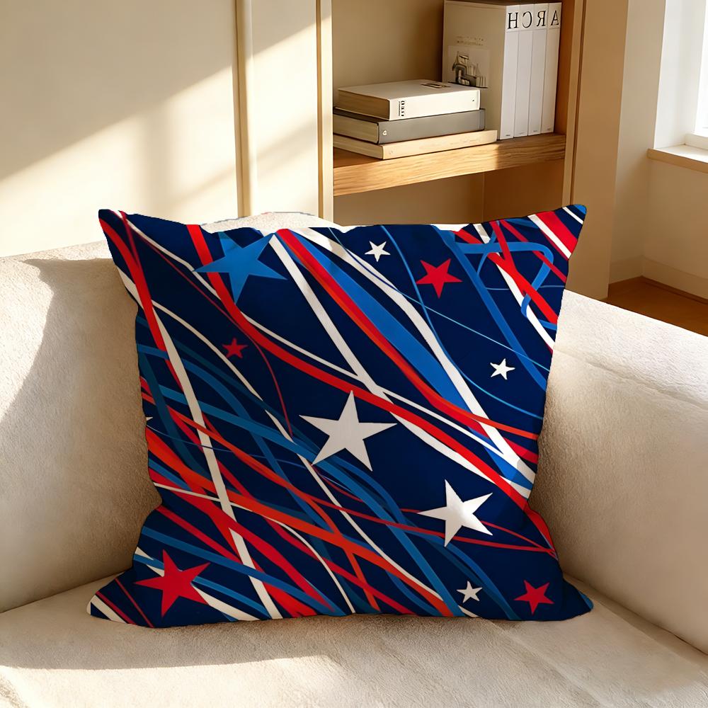 PAmerican Flag Style Cushion Cover Square Vintage Soft Sofa Cushion Cover Home Decor Protective Pillowcase