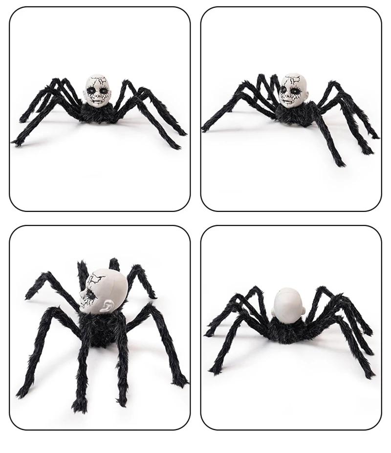 Sound Activated Face Spider for Halloween, Scary Animatronic Walking Spider Haunted House Prop Halloween Party Porch Decoration