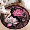 Yin Yang Lotus Round Rug, Non-Slip Washable Polyester Mat for Bedroom Living Room Office Nursery, Home Decor Carpet