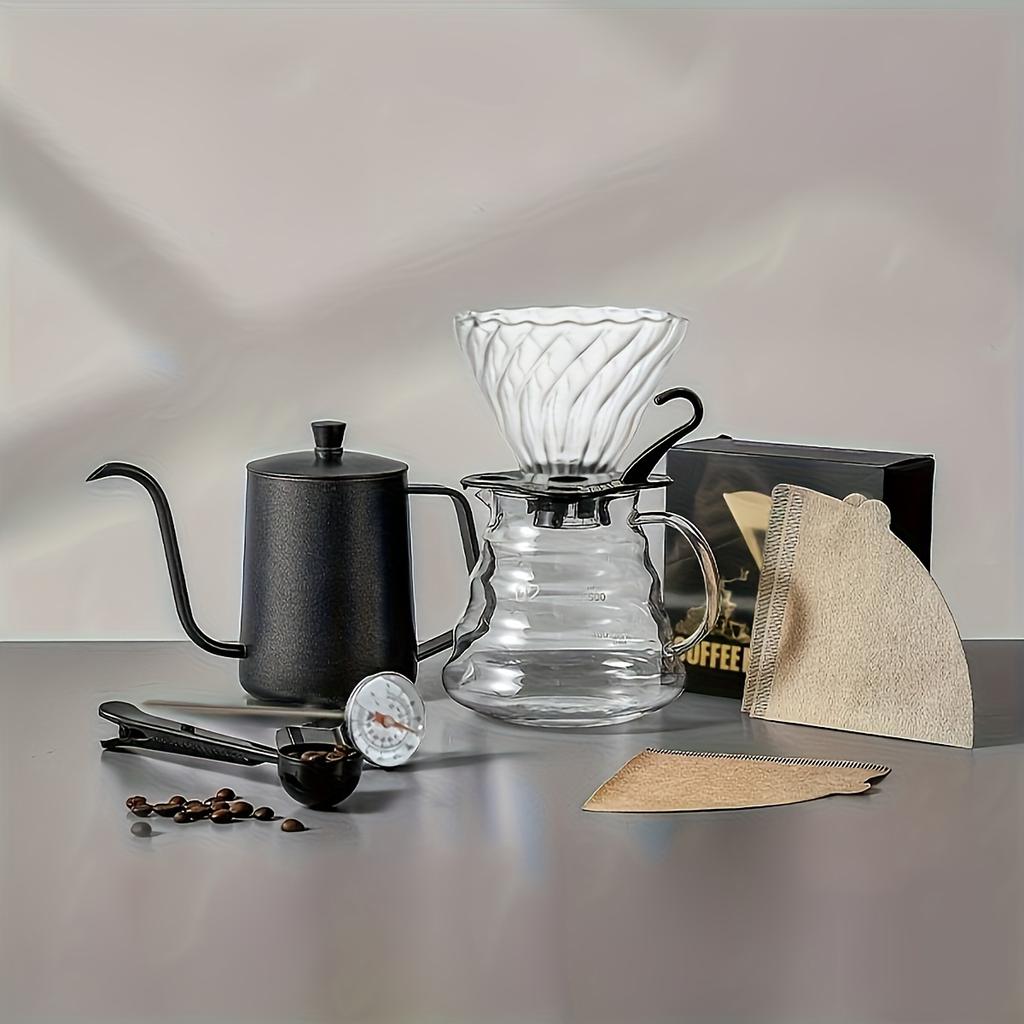 1 set of hand-made coffee set coffee bean grinder hot water dishuihu coffee pot outdoor travel outdoor set with gift box.