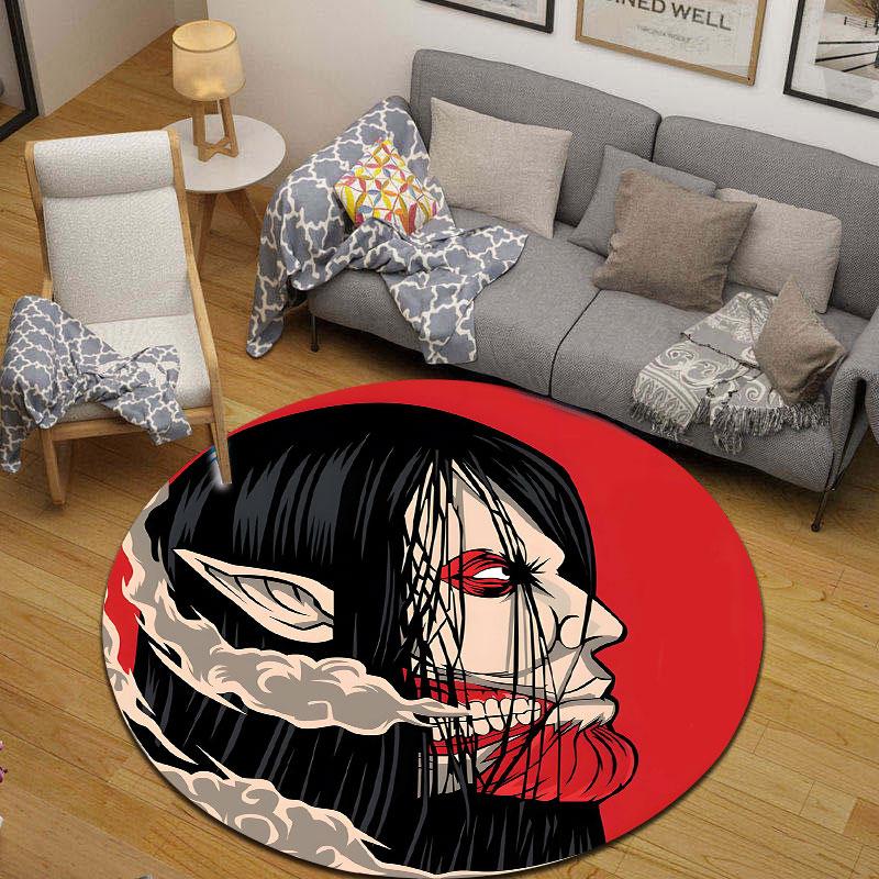 Gothic Vampire Profile Wreathed in Swirling Smoke Round Rug, Black and Red Vector Style Design, Cozy Bedroom Living Room Playroom Nursery