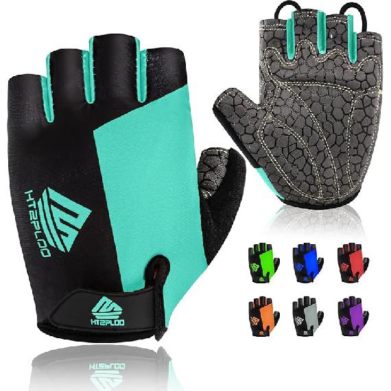 Fahrradhandschuhe für Herren Damen mit rutschfestem, stoßdämpfendem Polster, leichte Halbfinger-Radhandschuhe