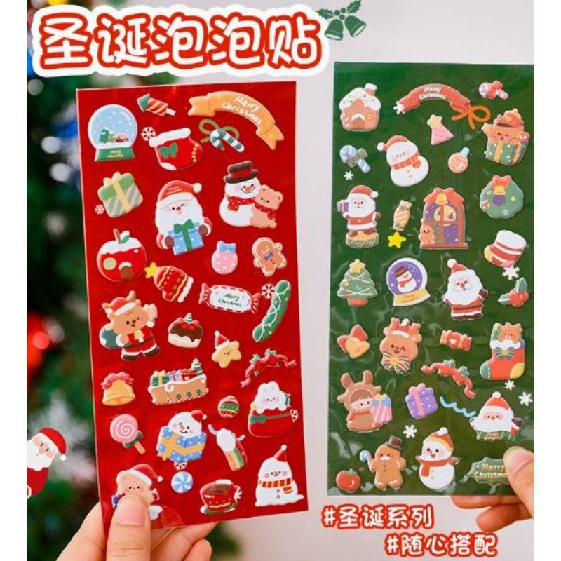 New High Beauty Christmas Cute Bubble Stickers Children's Cartoon Santa Claus Handheld Account Stickers Stickers Small Gifts