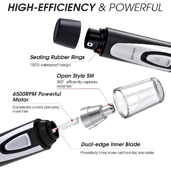 Ear and Nose Hair Trimmer Clipper - 2025 Professional Painless Eyebrow & Facial Hair Trimmer for Men Women, Battery-Operated Trimmer with IPX7