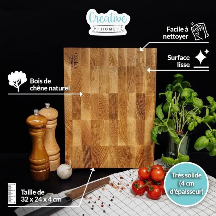 Wooden Cutting Board - CREHOM - Professional - 32 X 24 X 4 Cm - Beech - Durable