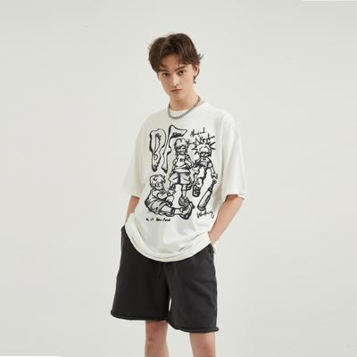 Streetwear Cartoon Graphic T-Shirt Cotton Unisex Tops Tees Summer Short Sleeves T Shirt