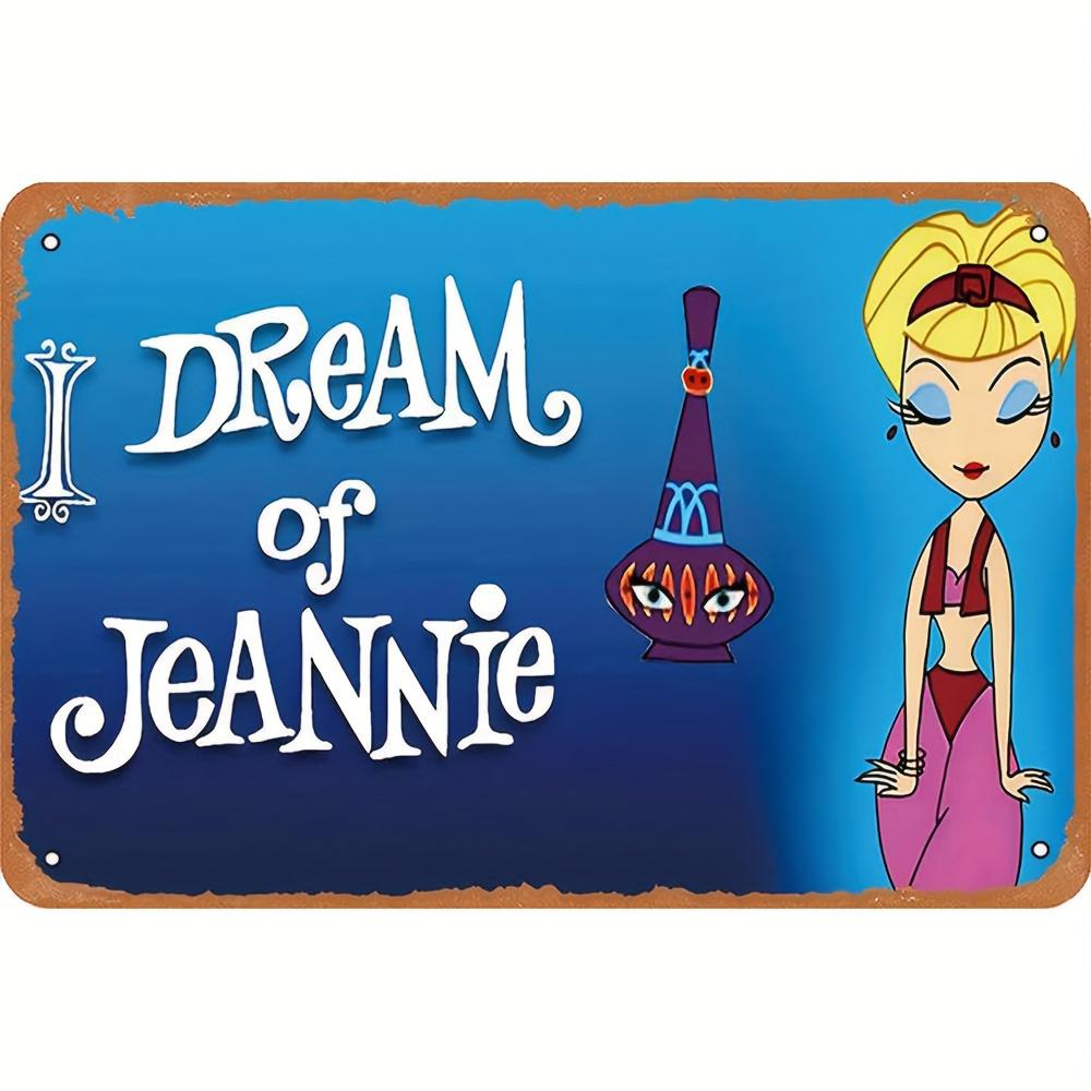 I Dream of Jeannie Vintage Metal Wall Art Sign Retro Decor with Cartoon Illustration Perfect for Home Bedroom Bar Cafe