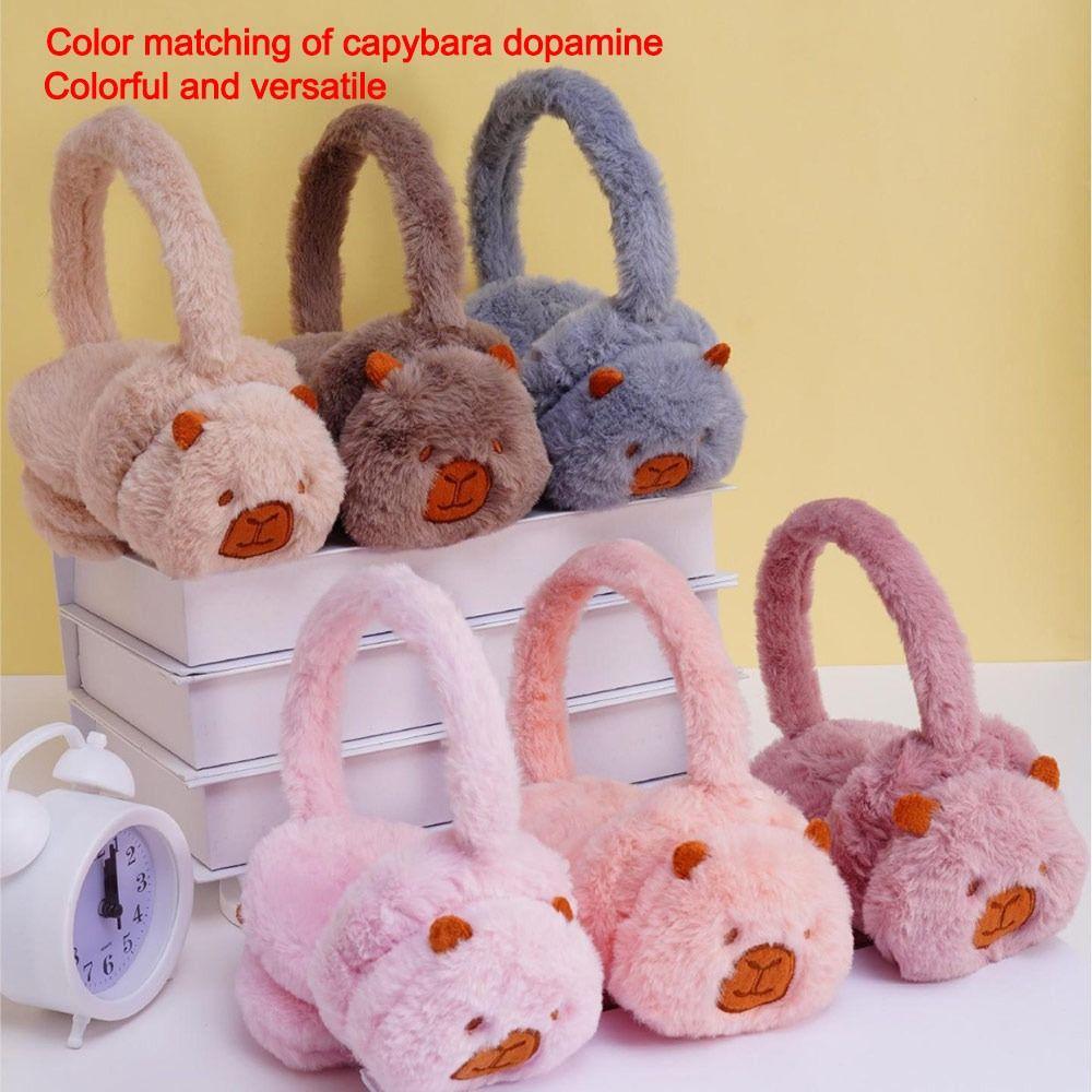 Cartoon Capibara Plush Ear Muffs Winter Warm Earmuffs Thicken Ear Cover Outdoor Cold Protection Earmuffs Soft Plush Earflap