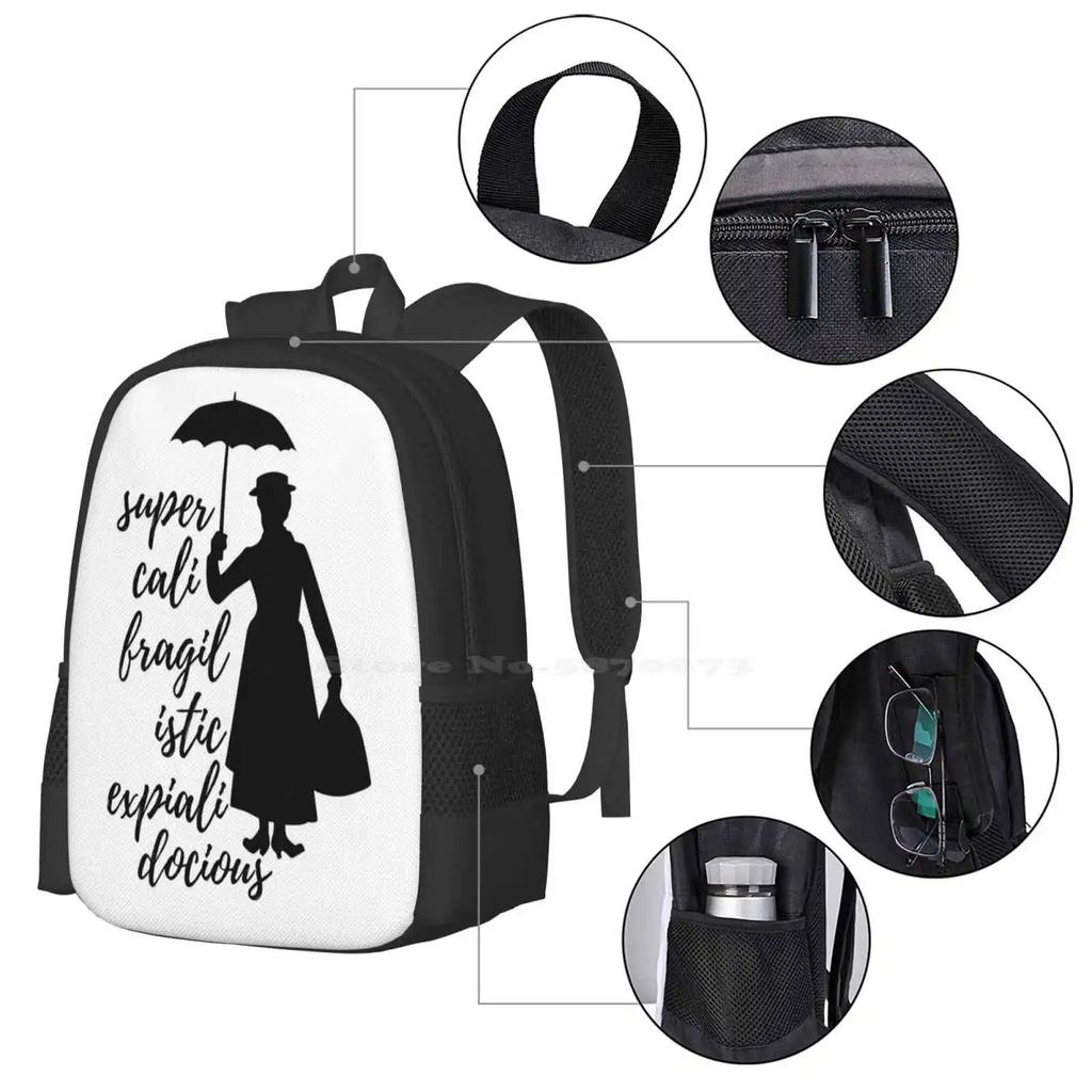 - Supercalifragilisticexpialidocious Fashion Pattern Design Travel Laptop School Backpack Bag Musical Classic Oldies Iconic
