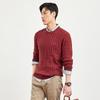 SEPTWOLVES Men's Round Neck Cable Knit Thick Wool Sweater