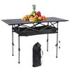 Outdoor Folding Table Lightweight Camping Lifting Table Adjustable Roll-Up Rectangular Table for Picnic Camping Trip Beach BBQ