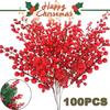 24 Pcs Christmas Tree Decorations,Red Christmas Ornaments Set Artificial Berry Stems Branches for DIY Garland Wreath Christmas Crafts