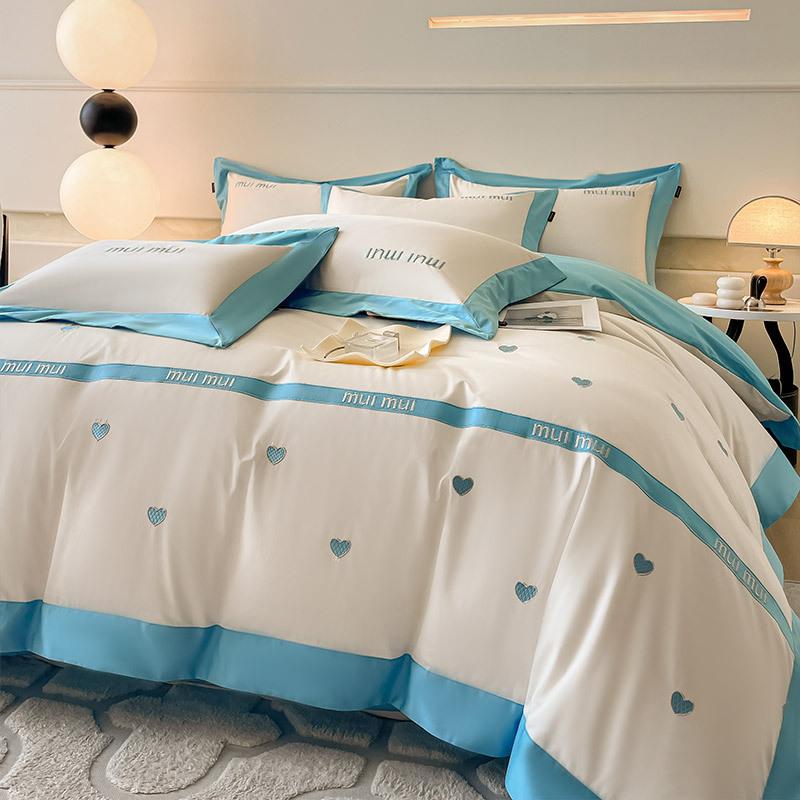 200 Long-Staple Cotton 4Pcs Cotton Pure Cotton Light Luxury Quilt Cover, Bed Sheet High-End Bedding