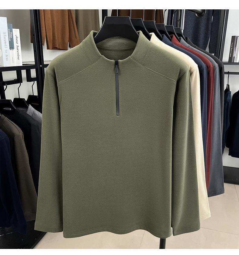 Men's Stand Collar Half-Zip Hoodie - Casual Autumn/Winter Long Sleeve Base Layer