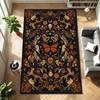 Dark Gothic Skull Moth Print Area Rug, Vintage Occult Botanical Floor Mat for Living Room Bedroom Game Room Dorm Home Decor
