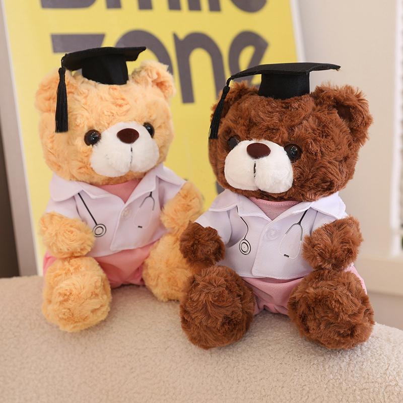 23Cm Medical College Graduation Teddy Bear Plush Toy University Doctor Bachelor Cartoon Animal Mascot Souvenir Present