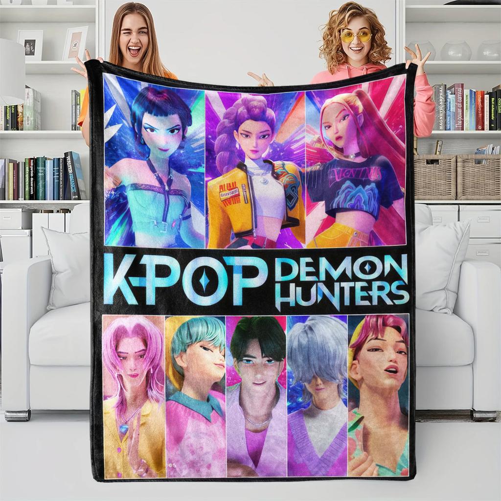 Coperta Tematica K-Pop Demon Hunter, Morbida e Accogliente Coperta in Flanella, Coperta Regalo per Fan, Coperta Multiuso per Casa e Tempo Libero