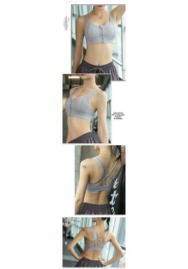 Women's Front Zipper Sports Bra - Shockproof, Yoga-Friendly, with Shaping and Beautiful Back Design for Autumn Fitness