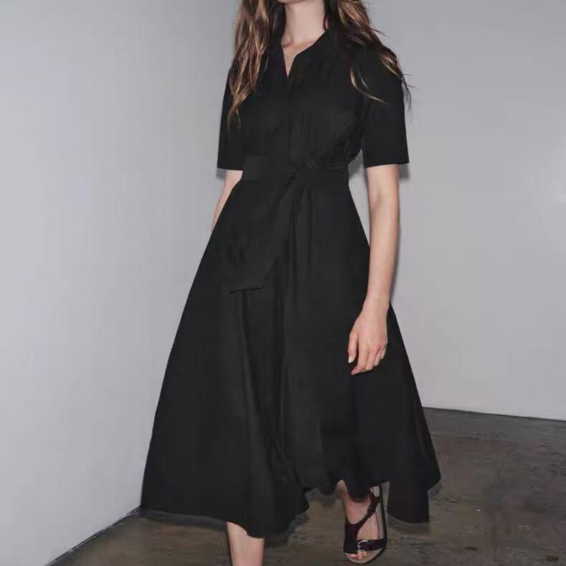 Za Export New Arrival Women's Clothing ZR Fashion Style Fashion Silm Waist-Controlled Lace-up Poplin Dress 2640360