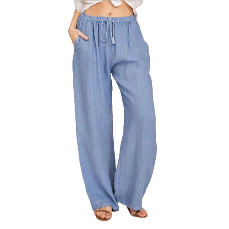 Loose Cotton Linen Pants for Women Summer Casual Large Size