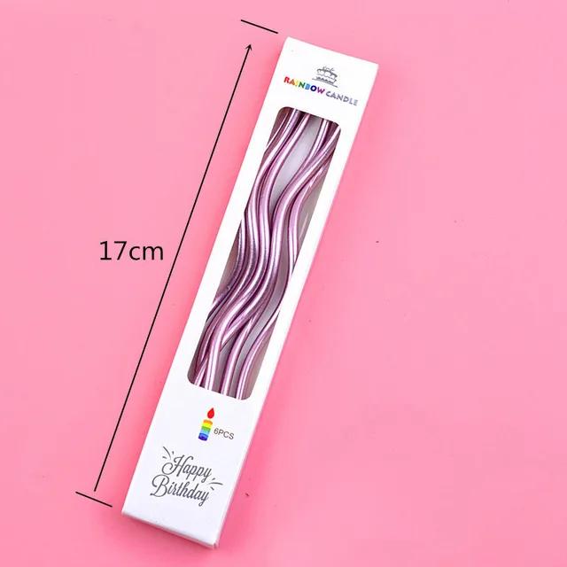 6Pcs Curve Wedding Birthday Candle Party Cake Decoration Pencil Golden Paraffin Supplies DIY Bake Boy Girl Home Tools
