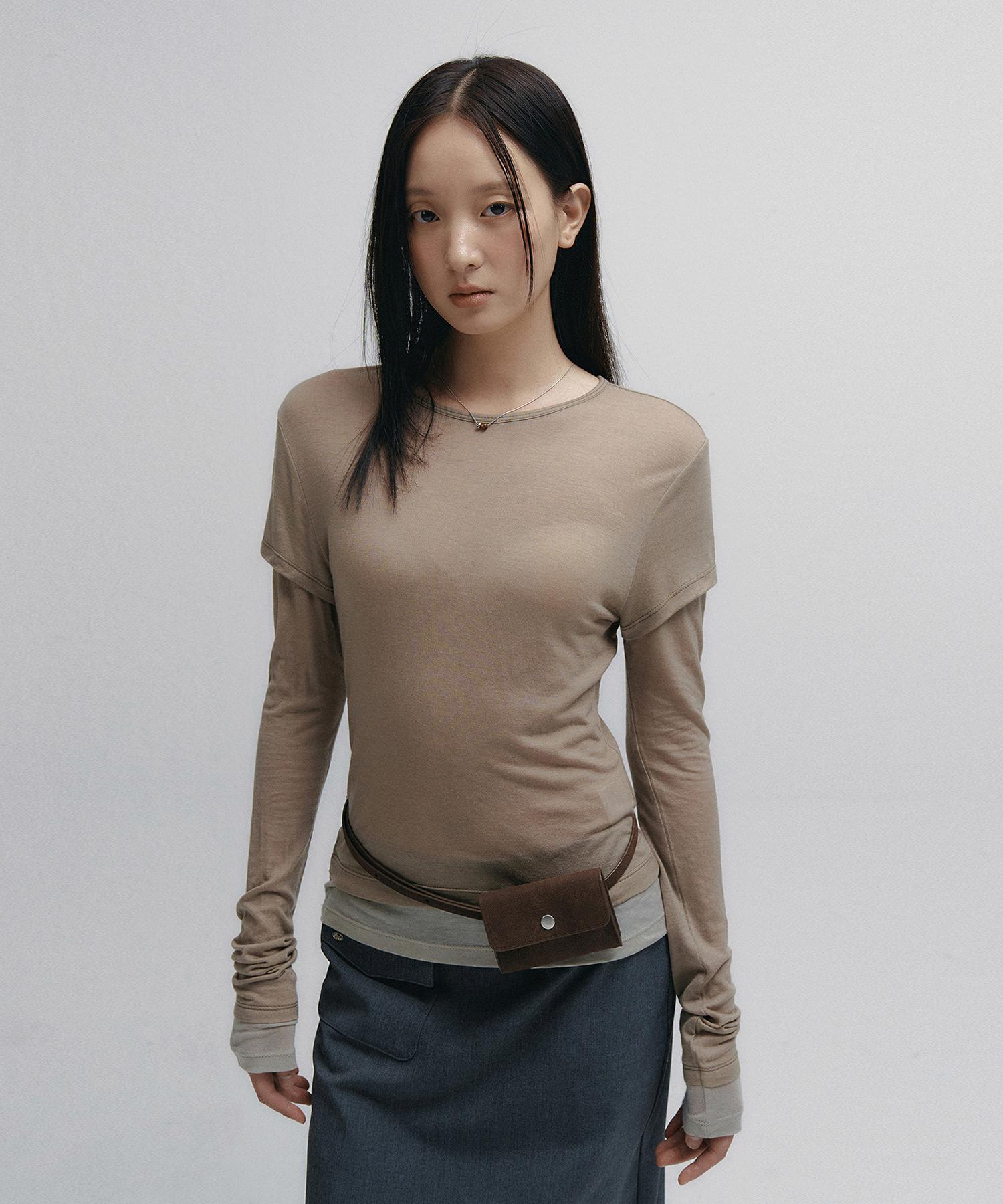 Nive Double Layered Tencel T-Shirt (Brown) Free