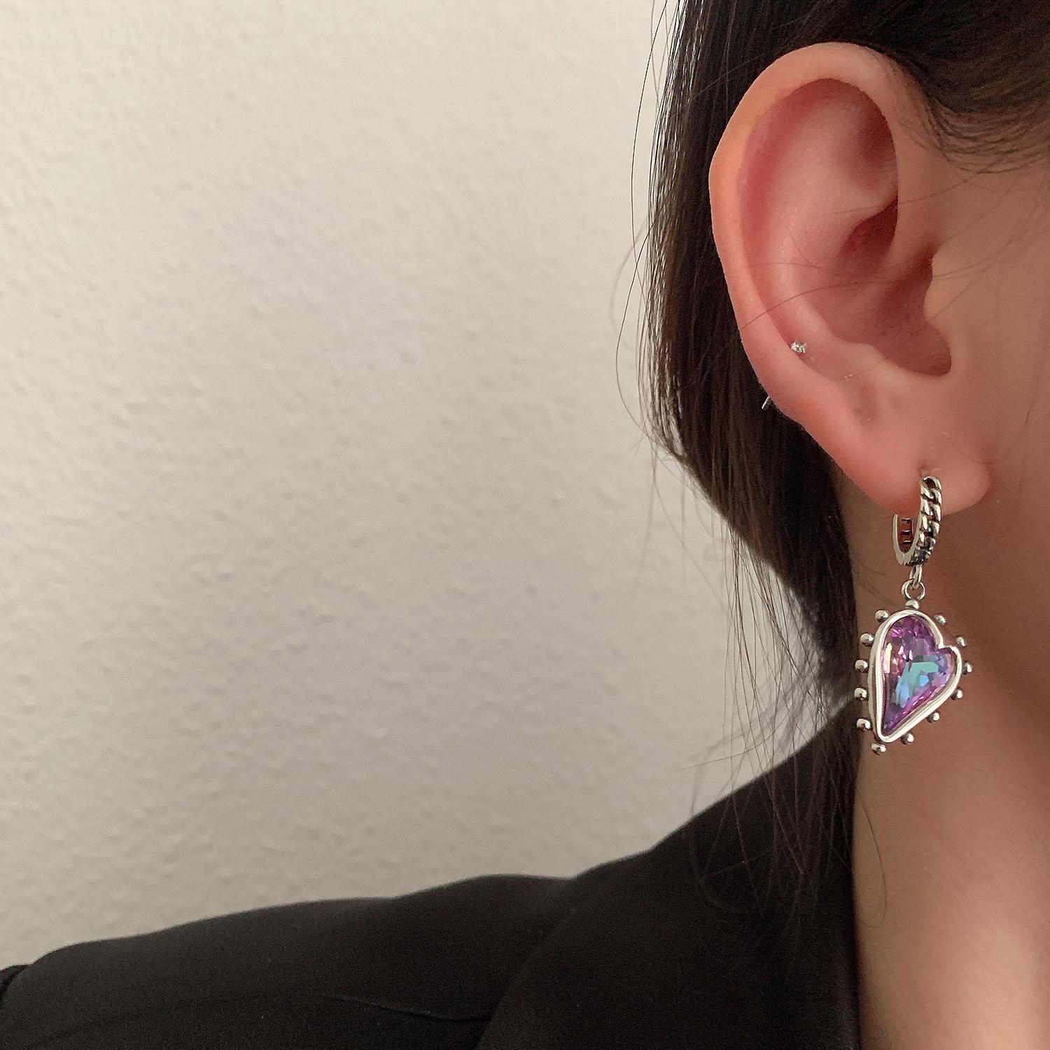 ANENJERY Хип-хоп Большие Серьги Сердце Темперамент Асимметричные Серьги Кисточки — фото 3