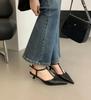 Fashion High Quality Low Small Heel Ankle Strap Women Pumps Sexy Pointed Toe Soft Leather High Heels Elegant Office Shoes Heeled Sandals