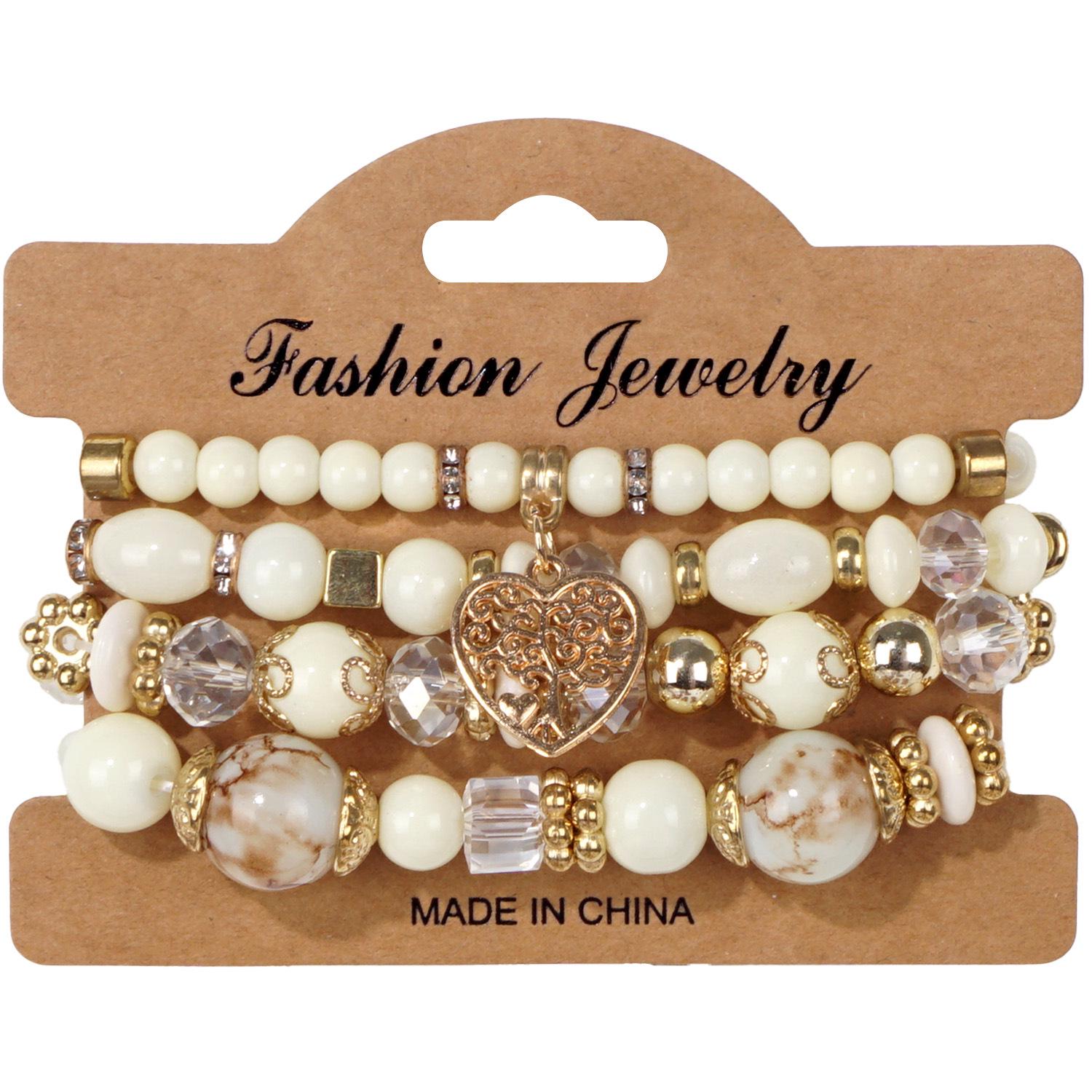 

Bohemian Ethnic Style Multi-Layer Crystal Beaded Bracelet with Hollow Peach Heart Design