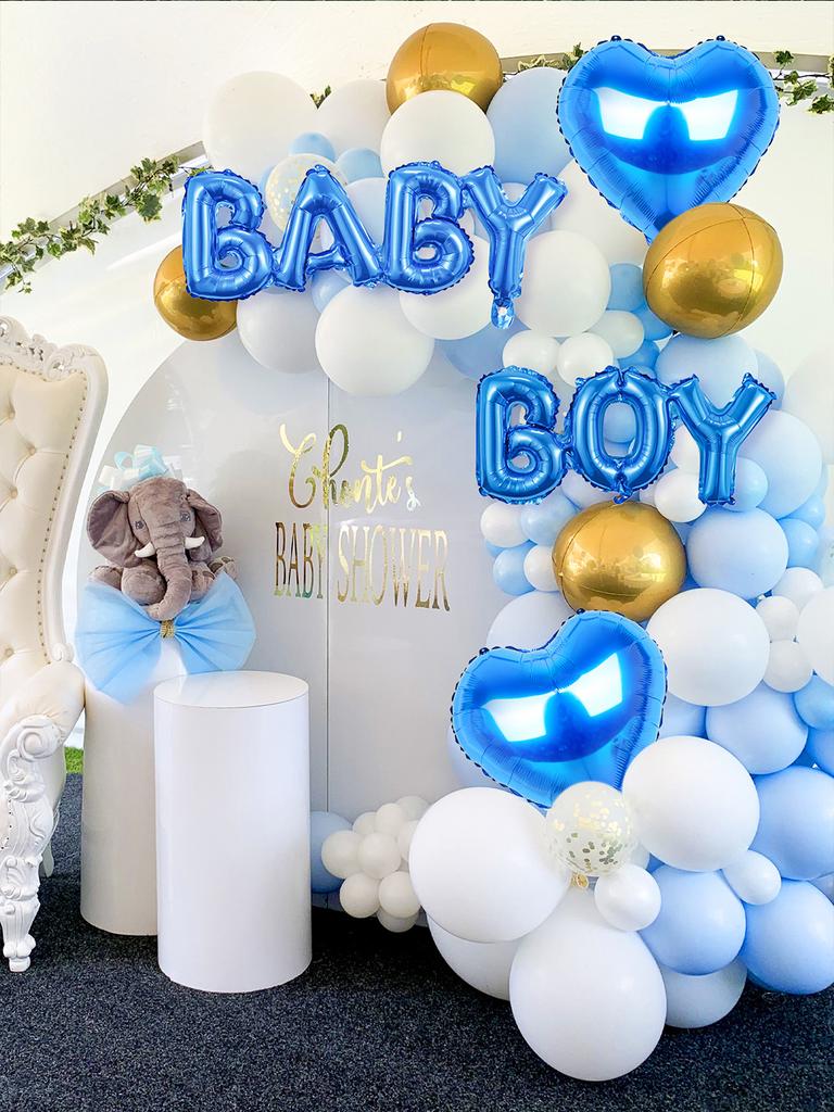 4pcs Blue Baby Boy Love Heart Foil Balloons, Boy Birthday Party Baby Shower Gender Reveal Houseware Decoration