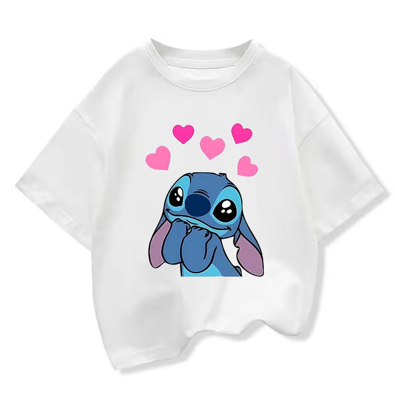 

2026 Stitch Kids T Shirt Cute Cartoon Print Short-Sleeved Fashion Casual Round Neck T-Shirt for Boys and Girls Daily Tops 100