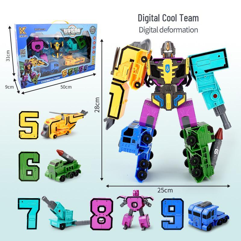 Large Transforming Robot Number Set for Kids: Numbers 0-9
